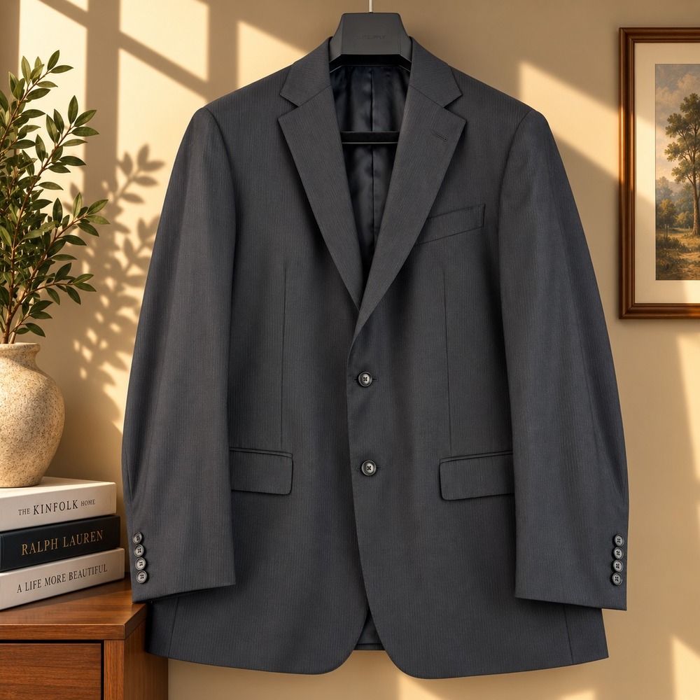 Z Zegna City Suit Jacket Mens 40R Charcoal Pinstripe Wool Blazer Made in Mexico
